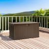 imageYITAHOME 90 Gallon Large Deck Box DoubleWall Resin Outdoor Storage Boxes Deck Storage for Patio Furniture Cushions Pool Float Garden Tools Lockable ampamp Waterproof BlackBrown