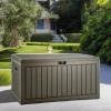 imageYITAHOME 90 Gallon Large Deck Box DoubleWall Resin Outdoor Storage Boxes Deck Storage for Patio Furniture Cushions Pool Float Garden Tools Lockable ampamp Waterproof BlackLight Brown