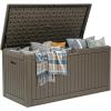 imageYITAHOME 90 Gallon Large Deck Box DoubleWall Resin Outdoor Storage Boxes Deck Storage for Patio Furniture Cushions Pool Float Garden Tools Lockable ampamp Waterproof BlackLight Brown