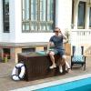 imageYITAHOME 90 Gallon Large Deck Box DoubleWall Resin Outdoor Storage Boxes Deck Storage for Patio Furniture Cushions Pool Float Garden Tools Lockable ampamp Waterproof BlackDark Brown