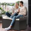 imageYITAHOME 90 Gallon Outdoor Wicker Storage Bench wCushion Large PE Rattan Deck Storage Box wHandles ampamp Hydraulics for Patio Furniture Cushions Garden Tools Pool ampamp Sports Equipment BlackampampBeigeBlackbeige