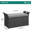 imageYITAHOME 90 Gallon Outdoor Wicker Storage Bench wCushion Large PE Rattan Deck Storage Box wHandles ampamp Hydraulics for Patio Furniture Cushions Garden Tools Pool ampamp Sports Equipment BlackampampBeigeBlackgrey