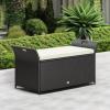 imageYITAHOME 90 Gallon Outdoor Wicker Storage Bench wCushion Large PE Rattan Deck Storage Box wHandles ampamp Hydraulics for Patio Furniture Cushions Garden Tools Pool ampamp Sports Equipment BlackampampBeigeBlackbeige
