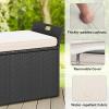 imageYITAHOME 90 Gallon Outdoor Wicker Storage Bench wCushion Large PE Rattan Deck Storage Box wHandles ampamp Hydraulics for Patio Furniture Cushions Garden Tools Pool ampamp Sports Equipment BlackampampBeigeBlackbeige