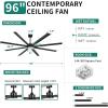 imageYITAHOME 96 Inch Industrial Black Ceiling Fan with Light and Remote Large Modern Ceiling Fan with 8 Blades 3 Downrods 6 Speed 3 LED Colors Home or Commercial Ceiling Fans for Porch Garage ShopBlack
