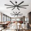 imageYITAHOME 96 Inch Industrial Black Ceiling Fan with Light and Remote Large Modern Ceiling Fan with 8 Blades 3 Downrods 6 Speed 3 LED Colors Home or Commercial Ceiling Fans for Porch Garage ShopBlack