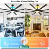 imageYITAHOME 96 Inch Industrial Black Ceiling Fan with Light and Remote Large Modern Ceiling Fan with 8 Blades 3 Downrods 6 Speed 3 LED Colors Home or Commercial Ceiling Fans for Porch Garage ShopBlack