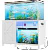 imageYITAHOME Aquarium Stand with Power Outlets 5575 Gallon Fish Tank Stand Cabinet with RGB Light Strip Suitable for Turtle Tank Reptile Terrarium 900LBS CapacityWhiteWhite