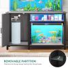imageYITAHOME Aquarium Stand with Power Outlets 5575 Gallon Fish Tank Stand Cabinet with RGB Light Strip Suitable for Turtle Tank Reptile Terrarium 900LBS CapacityWhiteGrey