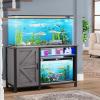 imageYITAHOME Aquarium Stand with Power Outlets 5575 Gallon Fish Tank Stand Cabinet with RGB Light Strip Suitable for Turtle Tank Reptile Terrarium 900LBS CapacityWhiteGrey