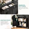 imageYITAHOME Arched Bookshelf 71quot Tall Bookcase with Drawers Arched Bookcase with Storage Bookshelf Display Storage Rack with Adjustable Shelves for Living Room Office BlackShelves with Drawers  Cabinet