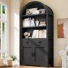 imageYITAHOME Arched Bookshelf 71quot Tall Bookcase with Drawers Arched Bookcase with Storage Bookshelf Display Storage Rack with Adjustable Shelves for Living Room Office BlackShelves with Drawers  Cabinet