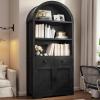 imageYITAHOME Arched Bookshelf 71quot Tall Bookcase with Drawers Arched Bookcase with Storage Bookshelf Display Storage Rack with Adjustable Shelves for Living Room Office BlackShelves with Drawers  Cabinet