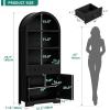 imageYITAHOME Arched Bookshelf 71quot Tall Bookcase with Drawers Arched Bookcase with Storage Bookshelf Display Storage Rack with Adjustable Shelves for Living Room Office BlackShelves with Drawers  Cabinet