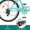 imageYITAHOME Beach Cruiser Bike for Women 24 ampamp 26 inch Commute Bike for Adults 1 ampamp 7 Speed Womens Bicycle with Basket Adjustable Seat Multiple Colorgreen