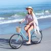 imageYITAHOME Beach Cruiser Bike for Women 24 ampamp 26 inch Commute Bike for Adults 1 ampamp 7 Speed Womens Bicycle with Basket Adjustable Seat Multiple Colorblue