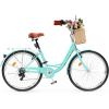 imageYITAHOME Beach Cruiser Bike for Women 24 ampamp 26 inch Commute Bike for Adults 1 ampamp 7 Speed Womens Bicycle with Basket Adjustable Seat Multiple Colorgreen