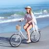 imageYITAHOME Beach Cruiser Bike for Women 24 ampamp 26 inch Commute Bike for Adults 1 ampamp 7 Speed Womens Bicycle with Basket Adjustable Seat Multiple Colorwhite