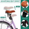 imageYITAHOME Beach Cruiser Bike for Women 24 ampamp 26 inch Commute Bike for Adults 1 ampamp 7 Speed Womens Bicycle with Basket Adjustable Seat Multiple Colorpurple