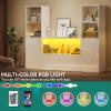 imageYITAHOME Castle Bookcase with Storage ampamp Adjustable LED Lights UShaped White Bookshelf with Cabinet UV HighGloss Display Unit Cube Organizer for Living Room Home Office and BedroomWhite