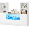 imageYITAHOME Castle Bookcase with Storage ampamp Adjustable LED Lights UShaped White Bookshelf with Cabinet UV HighGloss Display Unit Cube Organizer for Living Room Home Office and BedroomWhite
