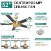 imageYITAHOME Ceiling Fan with Wall Switch Remote 52 Inch Modern Black Gold Ceiling Fan No Lights Quiet Reversible Motor Indoor Fanlight for Bedroom Living Room Patio Porch GazeboBlack  Gold