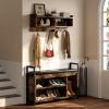 imageYITAHOME Coat Rack Shoe Bench Set Wall Coat Rack with Shoe Storage Industrial Entryway Shoe Bench with Coat Rack 2 Storage Cubbies with Lip Top for Entryway Hallway Rustic BrownRustic Brown