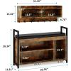 imageYITAHOME Coat Rack Shoe Bench Set Wall Coat Rack with Shoe Storage Industrial Entryway Shoe Bench with Coat Rack 2 Storage Cubbies with Lip Top for Entryway Hallway Rustic BrownRustic Brown