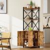 imageYITAHOME Corner Bar Cabinet with Glass ampamp Wine Holder Industrial Corner Shelf with Wine Storage 5Tiers Liquor Cabinet Bar for HomeLiving RoomKitchen Rustic BrownRustic Brown