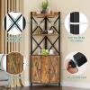 imageYITAHOME Corner Bar Cabinet with Glass ampamp Wine Holder Industrial Corner Shelf with Wine Storage 5Tiers Liquor Cabinet Bar for HomeLiving RoomKitchen Rustic BrownRustic Brown