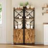 imageYITAHOME Corner Bar Cabinet with Glass ampamp Wine Holder Industrial Corner Shelf with Wine Storage 5Tiers Liquor Cabinet Bar for HomeLiving RoomKitchen Rustic BrownRustic Brown