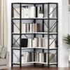 imageYITAHOME Corner Bookshelf 5Tier LShaped Bookshelf Storage Organizer Tall Open Display Freestanding Storage Rack Corner Shelf for Living Room Home Office White