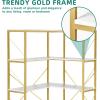 imageYITAHOME Corner Bookshelf Gold Corner Shelf 5 Tier Bookcase Large Display Rack Storage for Bedroom Living Room Home OfficeWhiteampampGoldGold