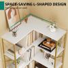 imageYITAHOME Corner Bookshelf Gold Corner Shelf 5 Tier Bookcase Large Display Rack Storage for Bedroom Living Room Home OfficeWhiteampampGoldGold