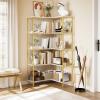 imageYITAHOME Corner Bookshelf Gold Corner Shelf 5 Tier Bookcase Large Display Rack Storage for Bedroom Living Room Home OfficeWhiteampampGoldGold