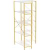 imageYITAHOME Corner Bookshelf Gold Corner Shelf 5 Tier Bookcase Large Display Rack Storage for Bedroom Living Room Home OfficeWhiteampampGoldGold