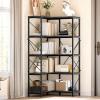 imageYITAHOME Corner Bookshelf Gold Corner Shelf 5 Tier Bookcase Large Display Rack Storage for Bedroom Living Room Home OfficeWhiteampampGoldGrey