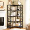 imageYITAHOME Corner Bookshelf Gold Corner Shelf 5 Tier Bookcase Large Display Rack Storage for Bedroom Living Room Home OfficeWhiteampampGoldGrey