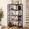 imageYITAHOME Corner Bookshelf Gold Corner Shelf 5 Tier Bookcase Large Display Rack Storage for Bedroom Living Room Home OfficeWhiteampampGoldRustic Brown