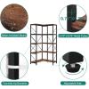 imageYITAHOME Corner Bookshelf Gold Corner Shelf 5 Tier Bookcase Large Display Rack Storage for Bedroom Living Room Home OfficeWhiteampampGoldRustic Brown