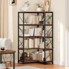 imageYITAHOME Corner Bookshelf Gold Corner Shelf 5 Tier Bookcase Large Display Rack Storage for Bedroom Living Room Home OfficeWhiteampampGoldRustic Brown