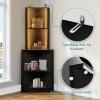 imageYITAHOME Corner Shelf Stand with Led Light 5 Tier Corner Bookshelf and Bookcase Wooden Open Corner Cabinet Display Storage Rack for BedroomLiving Room Dining Room Home Office Kitchen BlackBlack