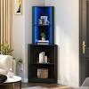 imageYITAHOME Corner Shelf Stand with Led Light 5 Tier Corner Bookshelf and Bookcase Wooden Open Corner Cabinet Display Storage Rack for BedroomLiving Room Dining Room Home Office Kitchen BlackBlack