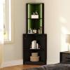 imageYITAHOME Corner Shelf Stand with Led Light 5 Tier Corner Bookshelf and Bookcase Wooden Open Corner Cabinet Display Storage Rack for BedroomLiving Room Dining Room Home Office Kitchen BlackBlack