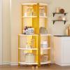 imageYITAHOME Corner Shelf with Power Outlets ampamp LED Lights ampamp Glass Holder 5 Tier Corner Bar Rack Corner Bookshelf Bookcase Display Shelves for Living Room Dining Room Kitchen BlackGold