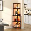 imageYITAHOME Corner Shelf with Power Outlets ampamp LED Lights ampamp Glass Holder 5 Tier Corner Bar Rack Corner Bookshelf Bookcase Display Shelves for Living Room Dining Room Kitchen BlackBlack