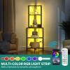 imageYITAHOME Corner Shelf with Power Outlets ampamp LED Lights ampamp Glass Holder 5 Tier Corner Bar Rack Corner Bookshelf Bookcase Display Shelves for Living Room Dining Room Kitchen BlackBlack