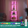 imageYITAHOME Corner Shelf with Power Outlets ampamp LED Lights ampamp Glass Holder 5 Tier Corner Bar Rack Corner Bookshelf Bookcase Display Shelves for Living Room Dining Room Kitchen BlackGold