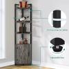 imageYITAHOME Corner Shelf with Power Outlets ampamp LED Lights ampamp Glass Holder 5 Tier Corner Bar Rack Corner Bookshelf Bookcase Display Shelves for Living Room Dining Room Kitchen BlackGrey