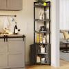 imageYITAHOME Corner Shelf with Power Outlets ampamp LED Lights ampamp Glass Holder 5 Tier Corner Bar Rack Corner Bookshelf Bookcase Display Shelves for Living Room Dining Room Kitchen BlackGrey